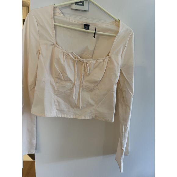 Wild Fable Womens Teens M Milkmaid Crop Top Cotton Pale Pink Fairycore NWT - Picture 1 of 6